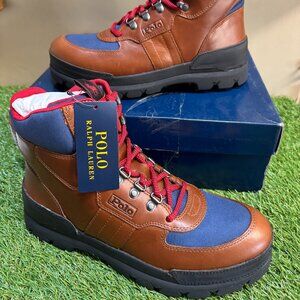Polo Ralph Lauren Oslo Tactical Utility Hiking Boots Brown Leather Mens NEW